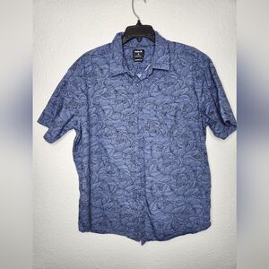 Hurley Classic Fit Men's Blue Floral Shirt Short Sleeve Size XL